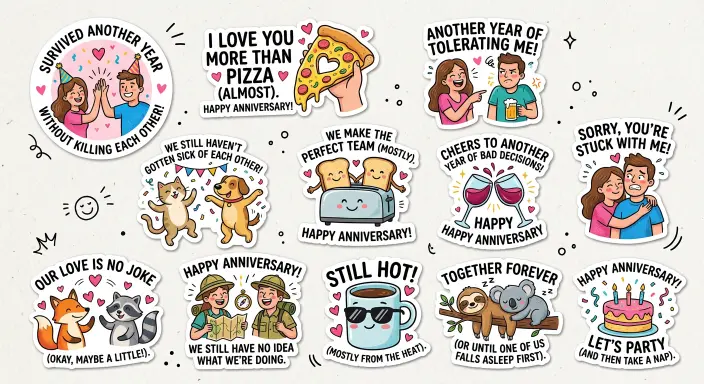 Funny Happy Anniversary Stickers