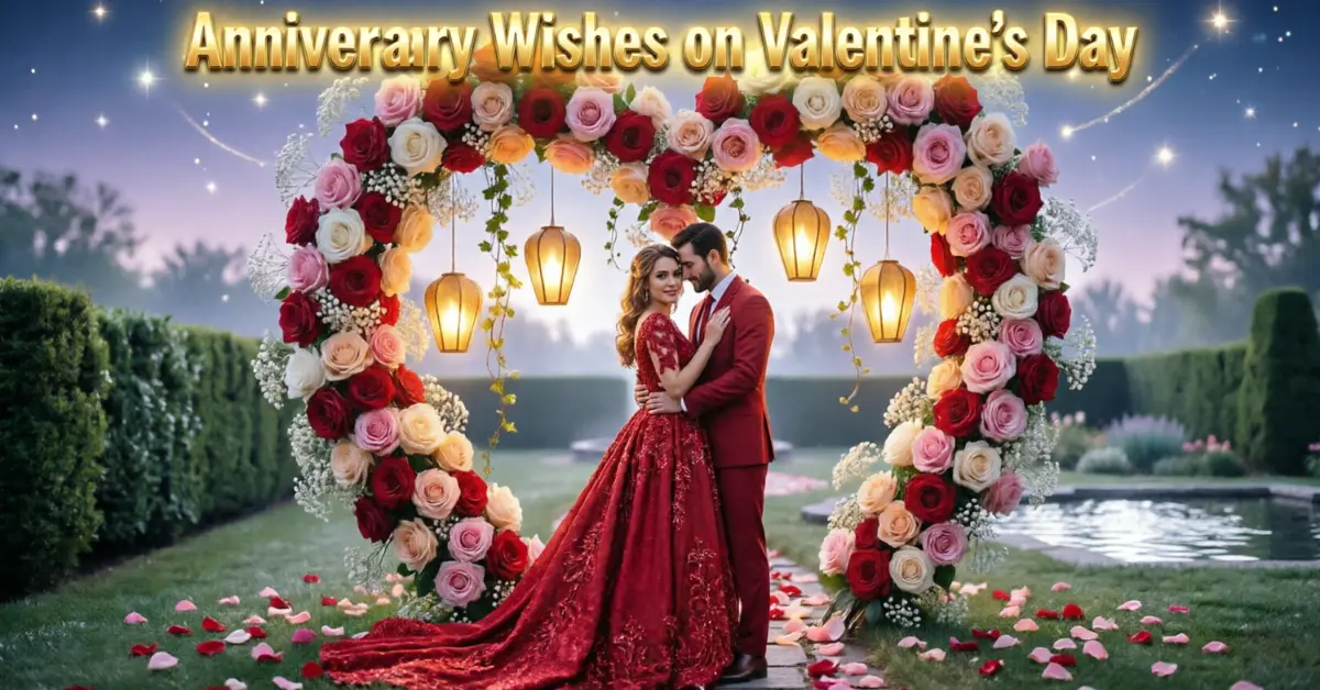 Sweet Couple Happy Anniversary on Valentine's Day