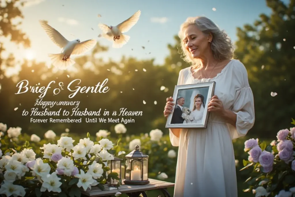 Brief and Gentle Happy Anniversary to Husband in Heaven Lines 