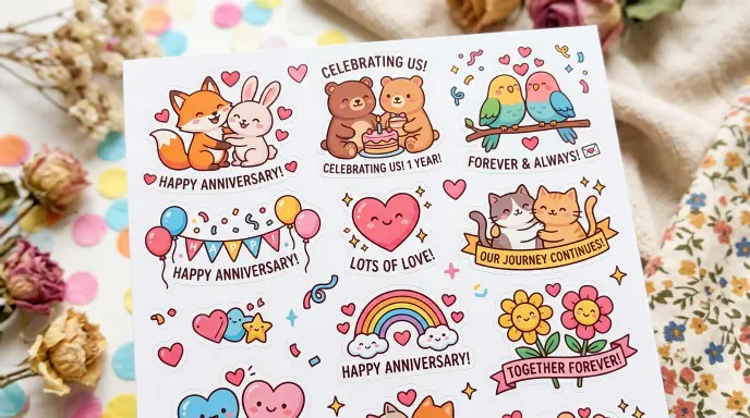 Cute Happy Anniversary Stickers