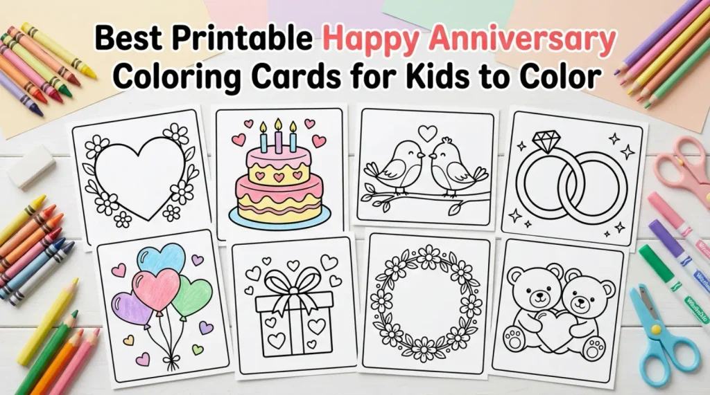 Best Printable Happy Anniversary Coloring Cards for Kids to Color