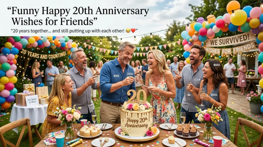 Funny Happy 20th Anniversary Wishes for Friends
