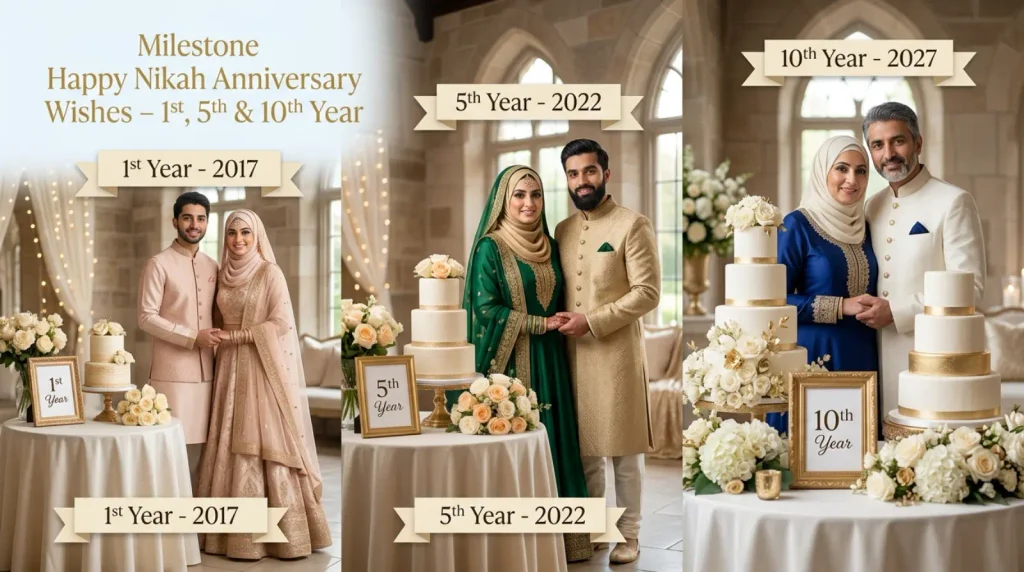 Milestone Happy Nikah Anniversary Wishes (1st, 5th, 10th Year)