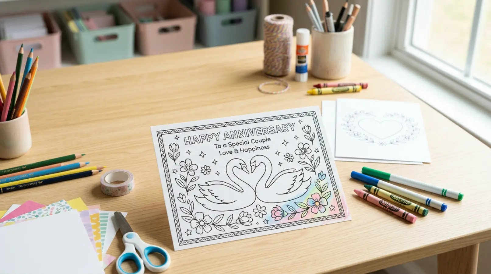Happy Anniversary Coloring Pages Card