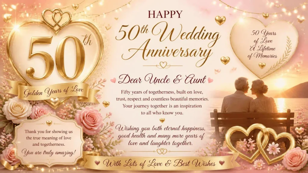 Romantic 50th Wedding Anniversary Wishes for Uncle and Aunt