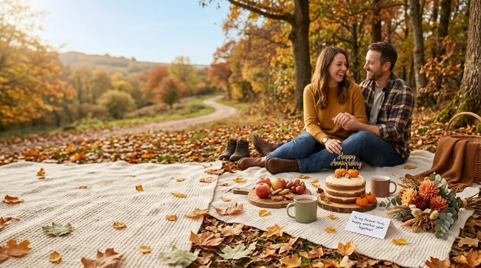Short & Cute Happy Anniversary Fall Theme Lines