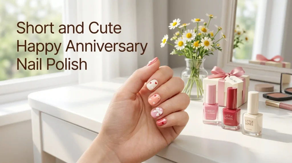 Short & Cute Happy Anniversary Nail Polish